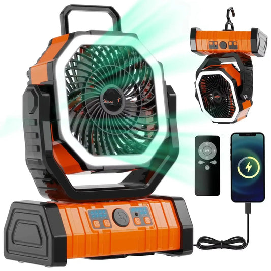 Portable LED Camping Fan with Oscillating Head